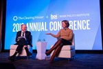 H. Rodgin Cohen, Senior Chairman, Sullivan & Cromwell engages with FDIC Chair Jelena McWilliams as part of her keynote presentation to the conference. 