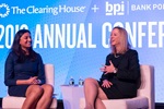 CFPB Director Kathy Kraniger makes a point in conversation with Naeha Prakash, Associate General Counsel and Senior Vice President for Consumer Regulatory Affairs, Bank Policy Institute, following Director Kraniger’s remarks. 