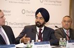 Panelist Gagan Singh, Executive Vice President and Chief Investment Officer for PNC Bank, along with panelists from Can Market Discipline Help Make Banks and the Financial System Safer? session at The Clearing House’s 2017 Annual Conference, discuss the need for a greater role of market discipline and a lighter touch from government in order to provide stability in the financial system.